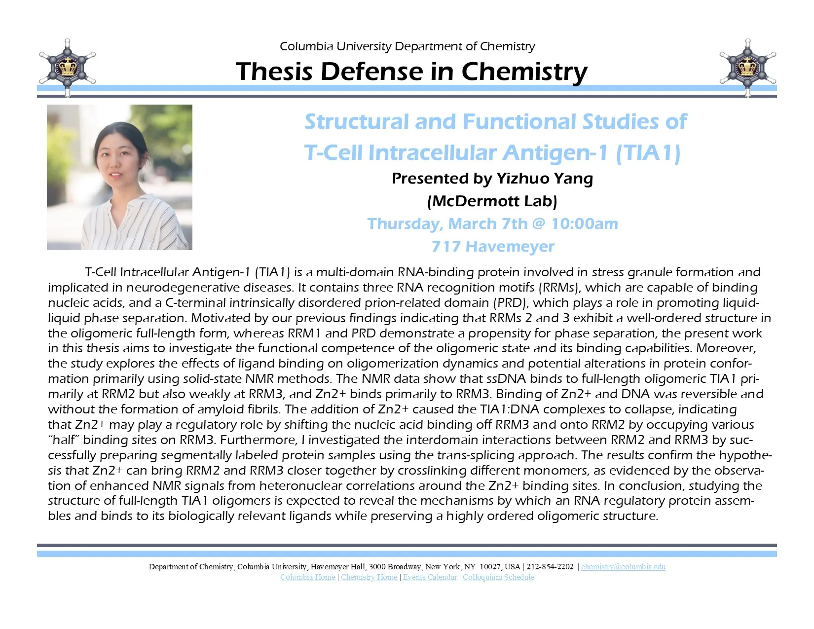 Yizhuo Yang's Thesis Defense Poster